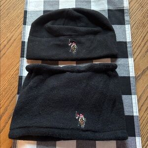 Black Knit Neck Warmer with Embroidered Logo